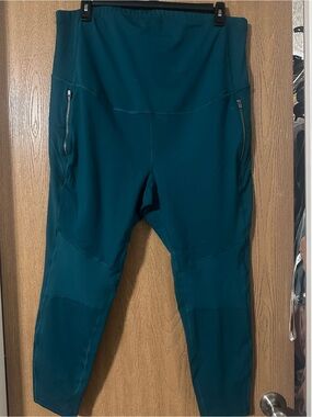 Women’s plus maternity XXL High-Waist Teal Active Leggings with Zipper Pockets